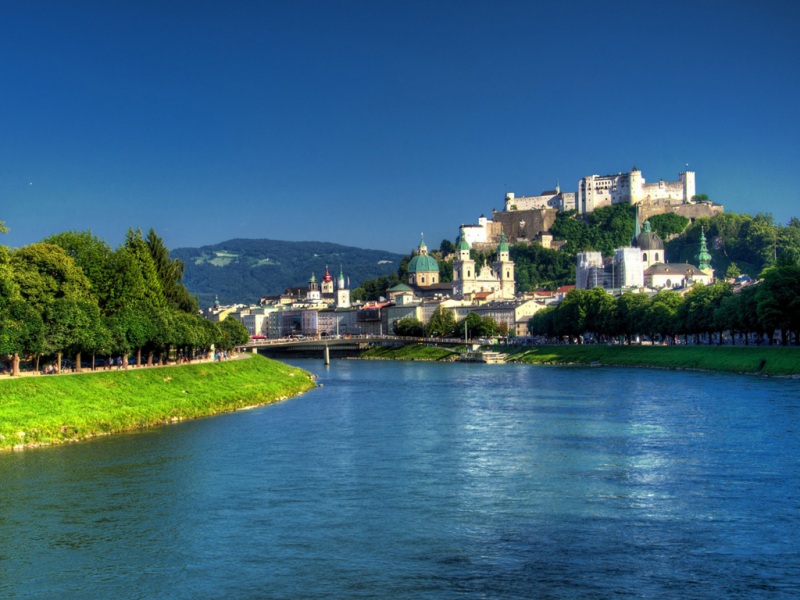 奥地利萨尔茨堡萨尔斯河风景电脑动漫壁纸