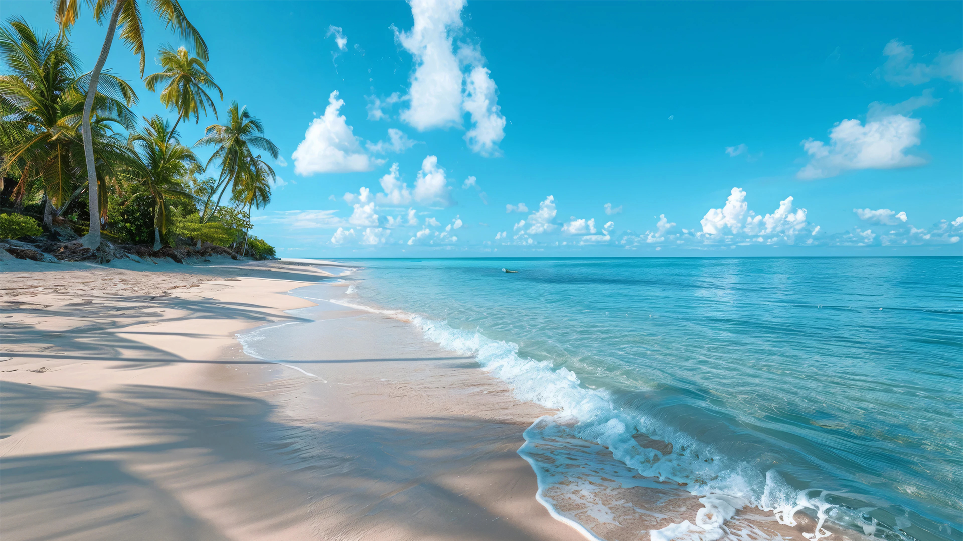 适合电脑用的海岸蓝天大海动漫风桌面壁纸