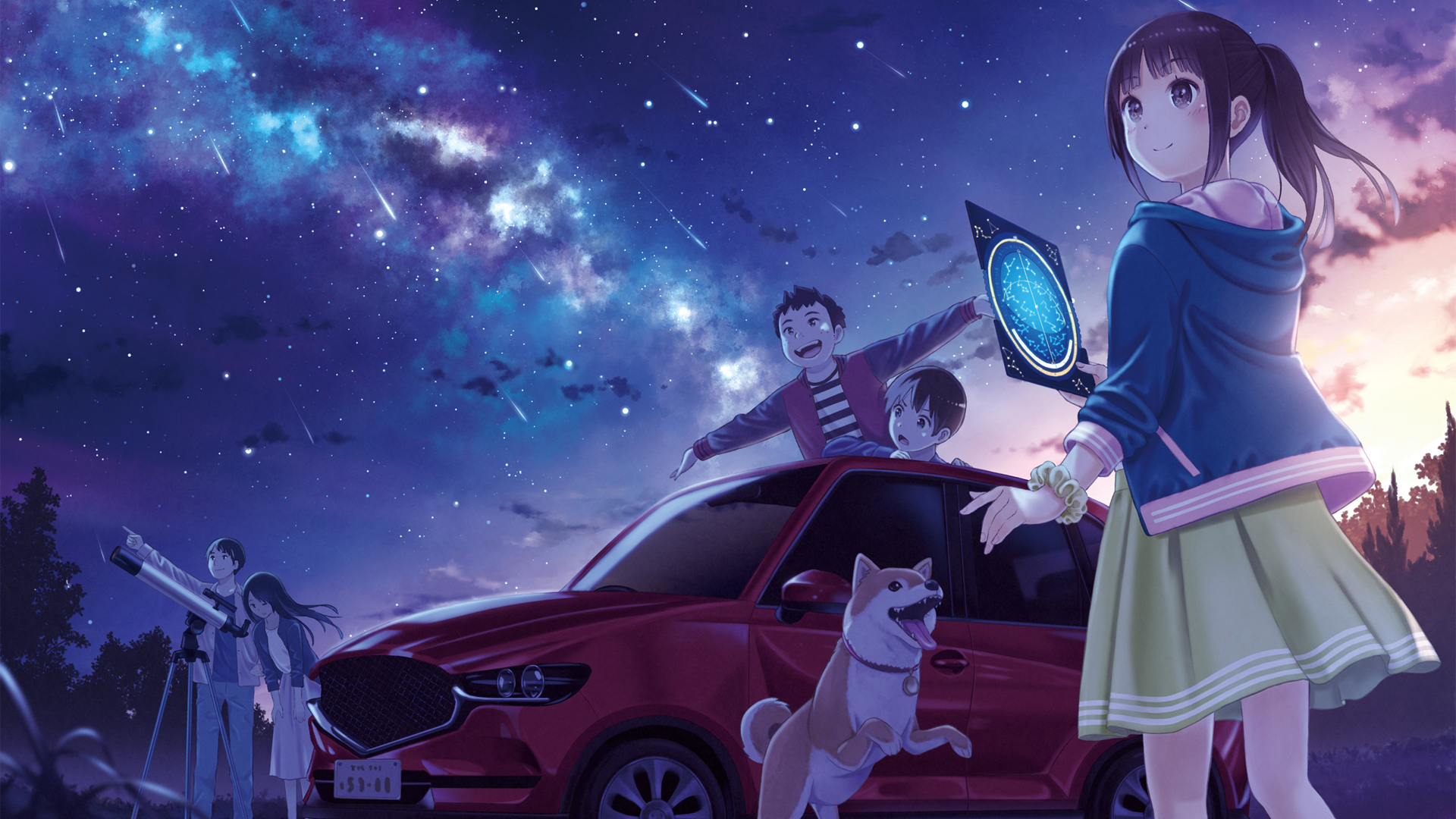 带流星雨和愿望元素的2K动漫壁纸 高清免费下载