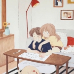 手绘情侣日常插画头像 9张超甜温馨日常素材