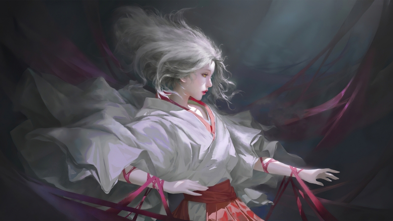 白发古风动漫少女！超美电脑桌面壁纸分享