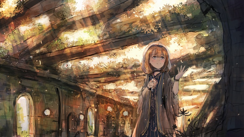 秋日废墟少女动漫壁纸上新 多款高清尺寸可选