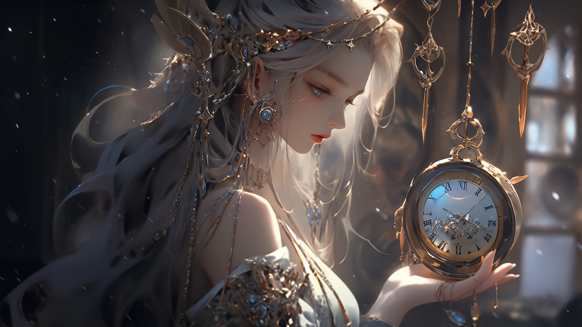 唯美少女钟表主题动漫壁纸分享