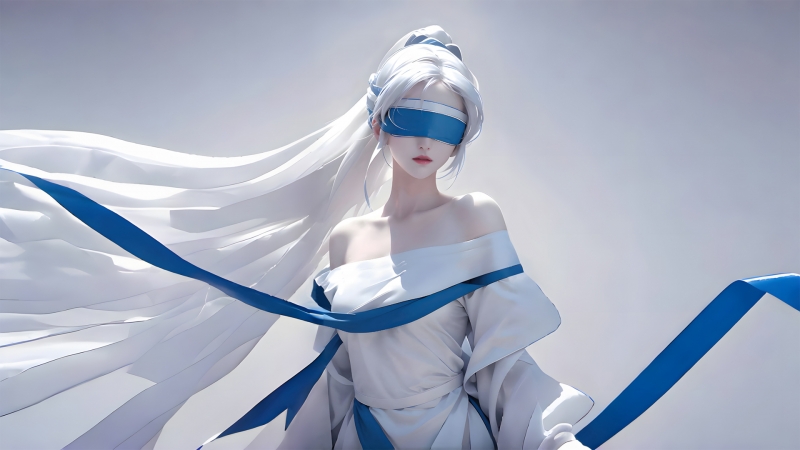 蒙眼白裙少女动漫壁纸 多款高清尺寸可选