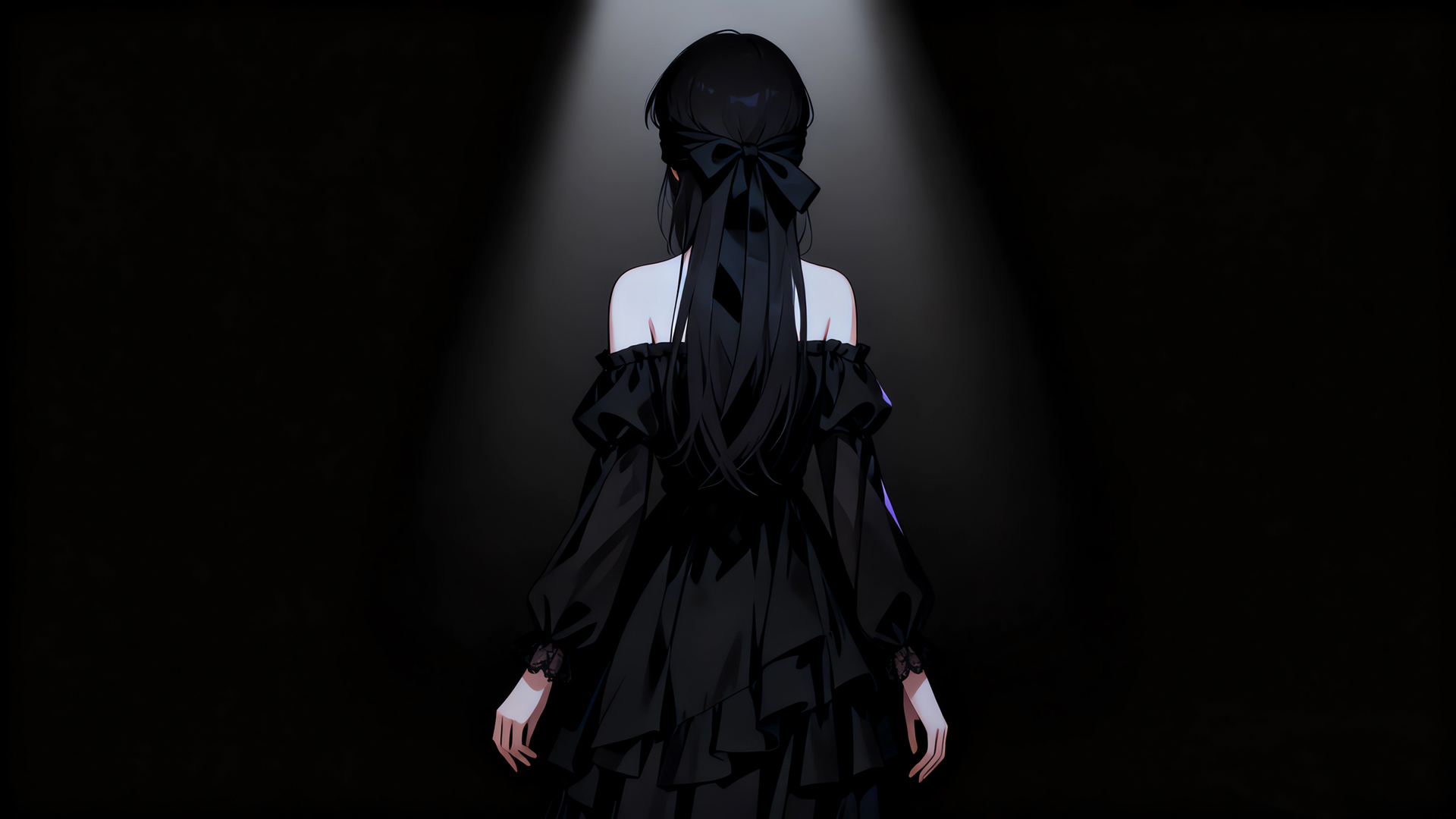 蒙眼美女背影暗系光影壁纸 多款高清电脑尺寸可选