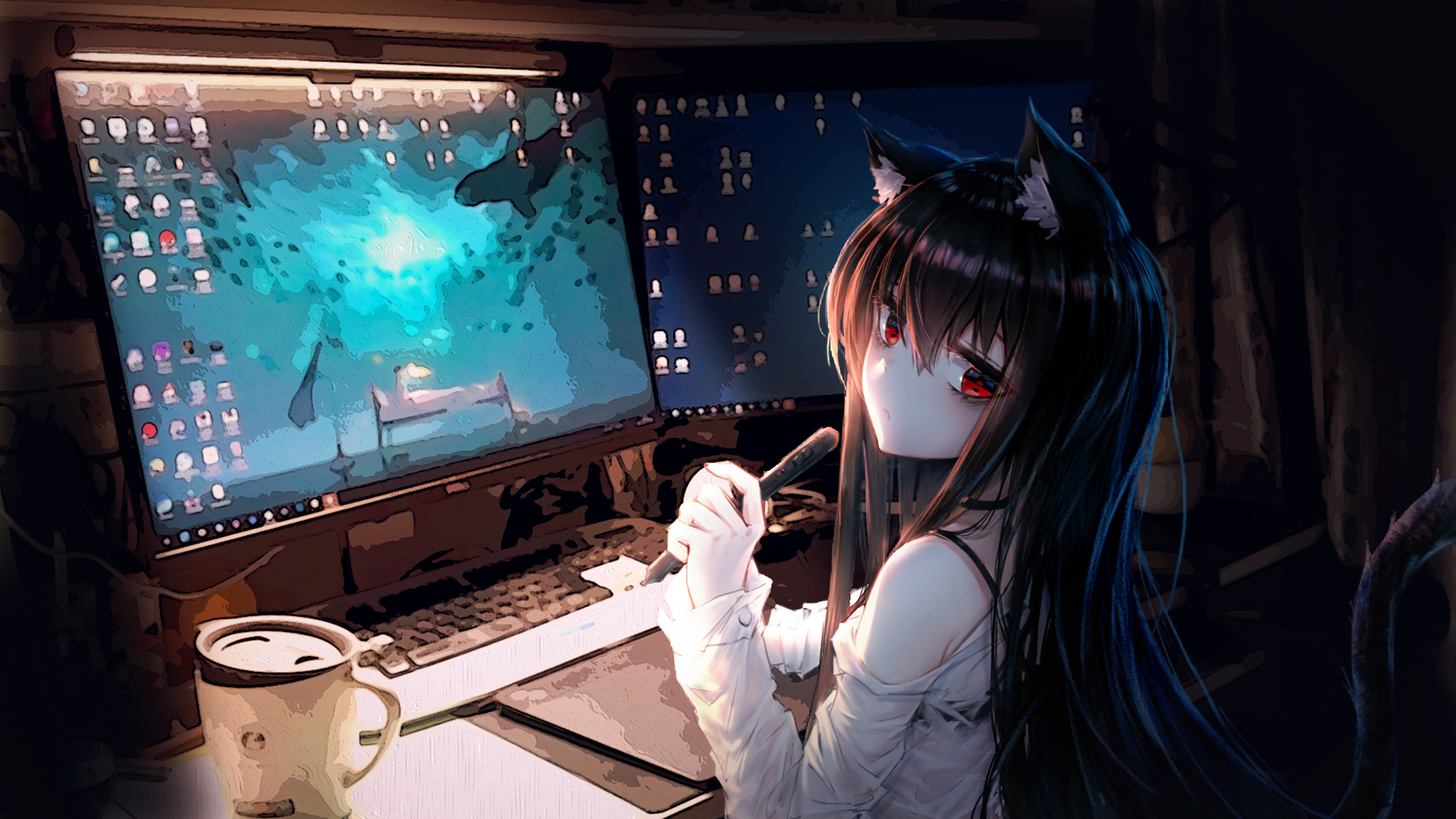猫耳二次元少女壁纸！超萌电脑绘画动漫壁纸合集