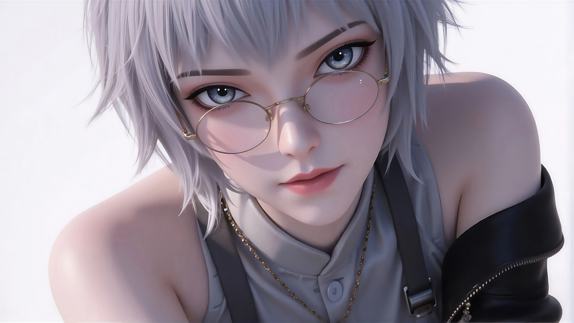 灵笼白月魁灰色衣服高清壁纸分享