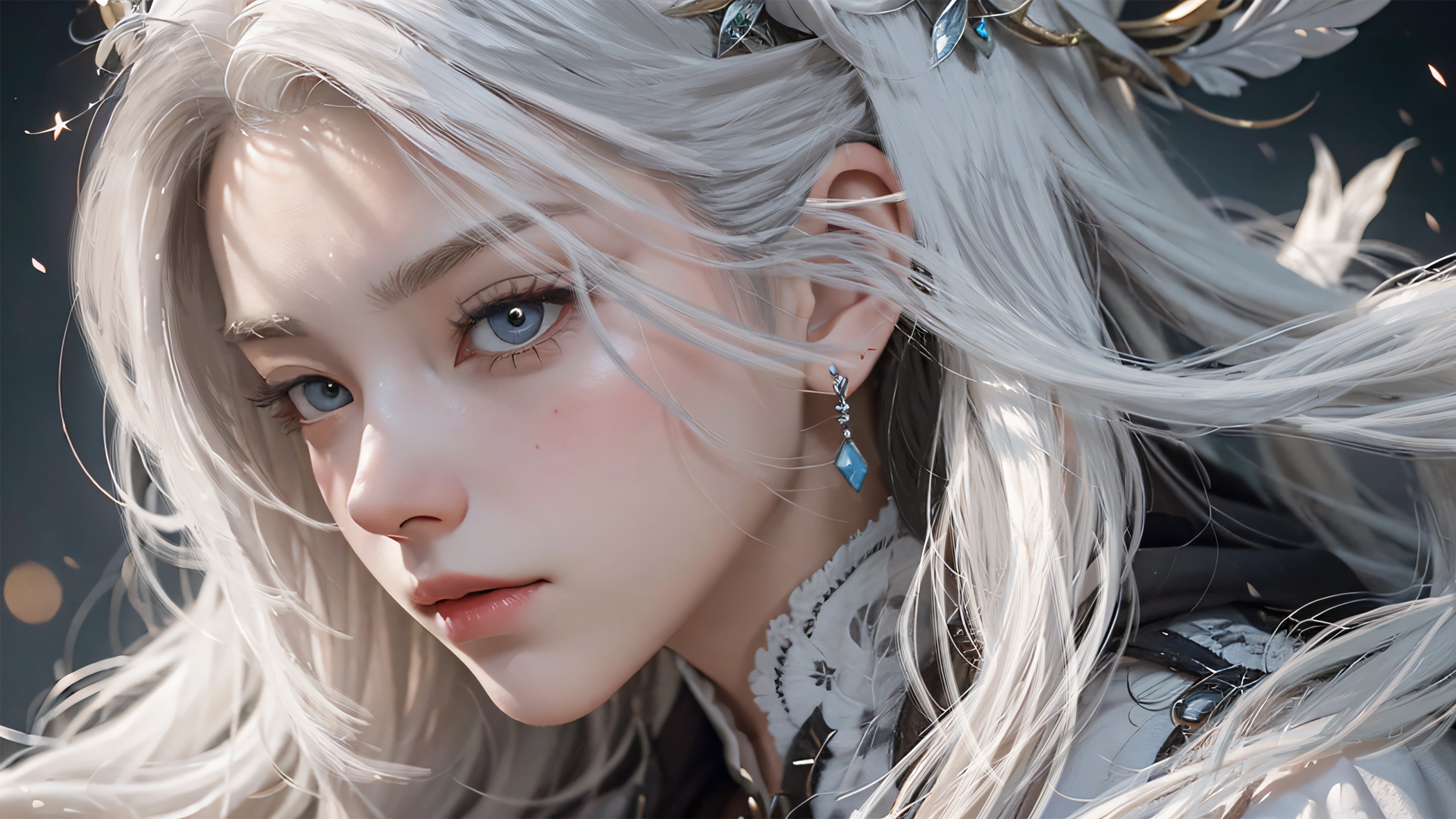 超好看！白色长发厚涂动漫美少女高清壁纸合集