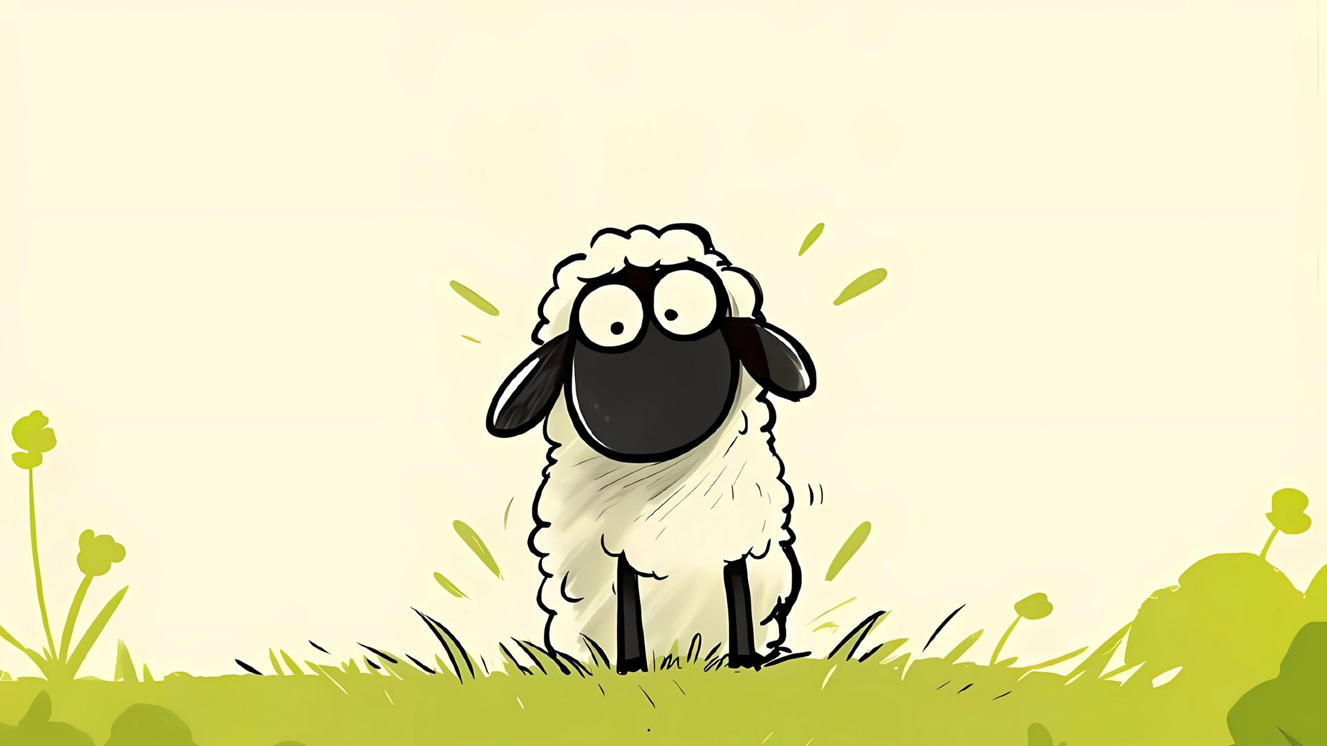 小羊肖恩简约风电脑壁纸上新 搭配绿草地超治愈