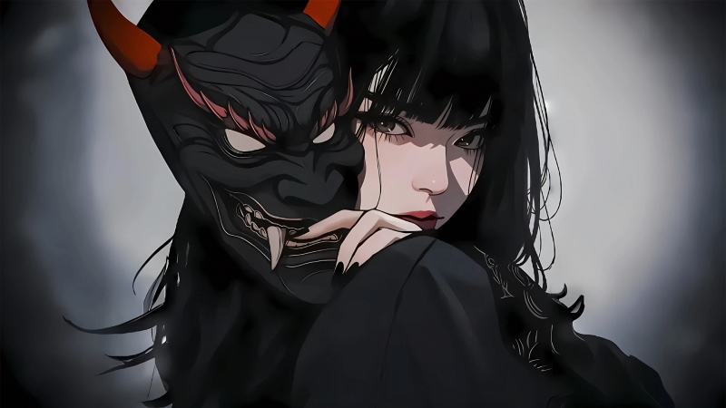 带面具的恶魔少女动漫壁纸！多款高清尺寸任你挑