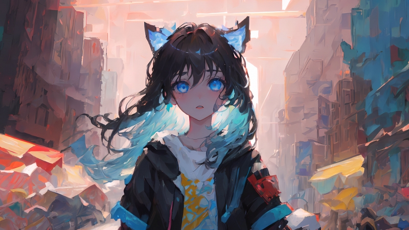 蓝眼睛猫娘动漫壁纸 多款高清尺寸可选