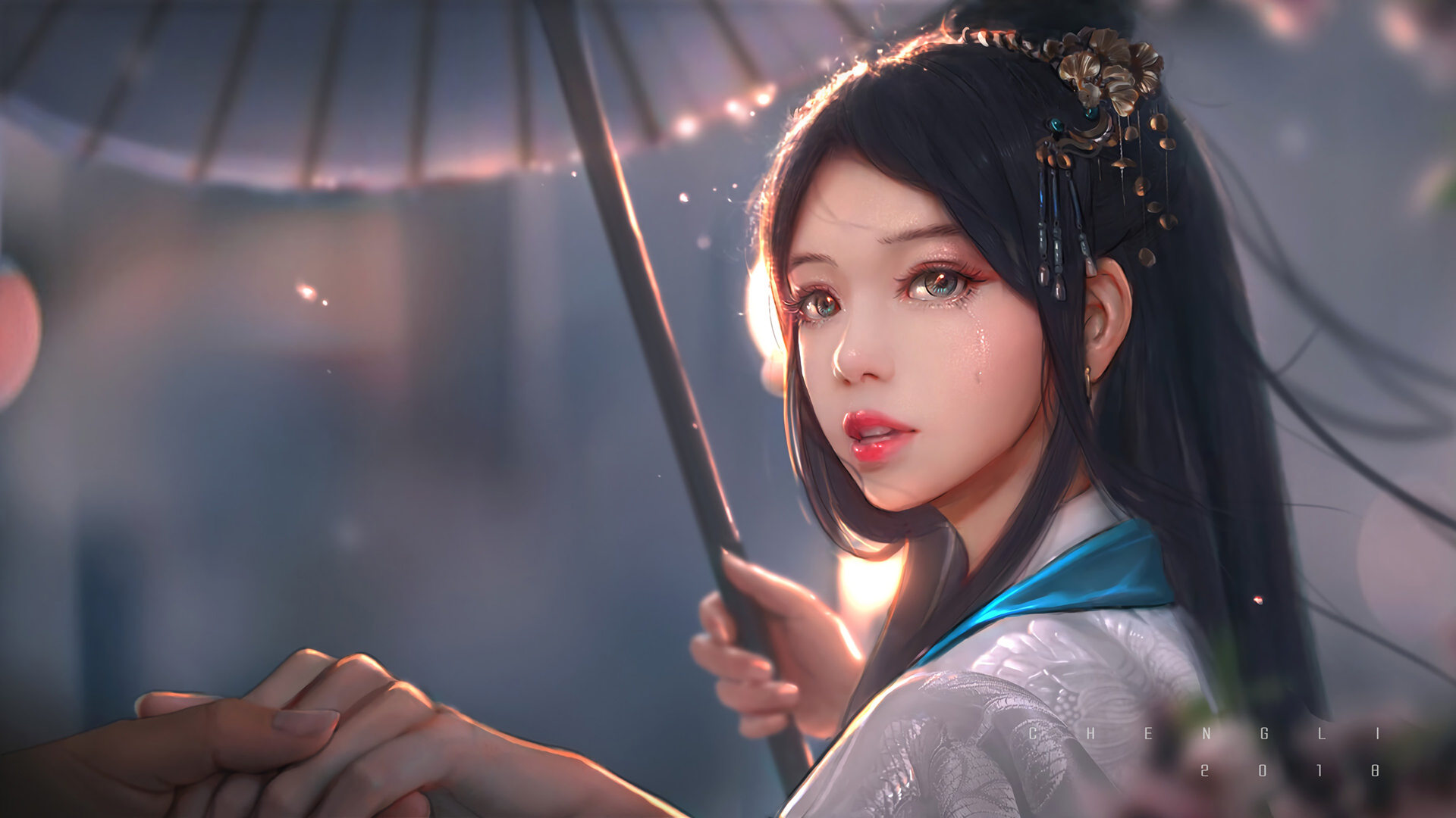 带着油纸伞的古风动漫少女壁纸 氛围感拉满