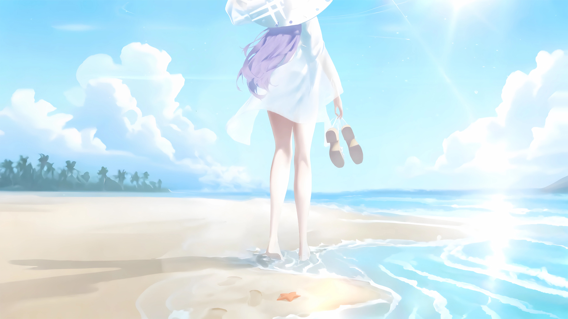 海边的亚津子唯美电脑壁纸 高清动漫桌面图分享