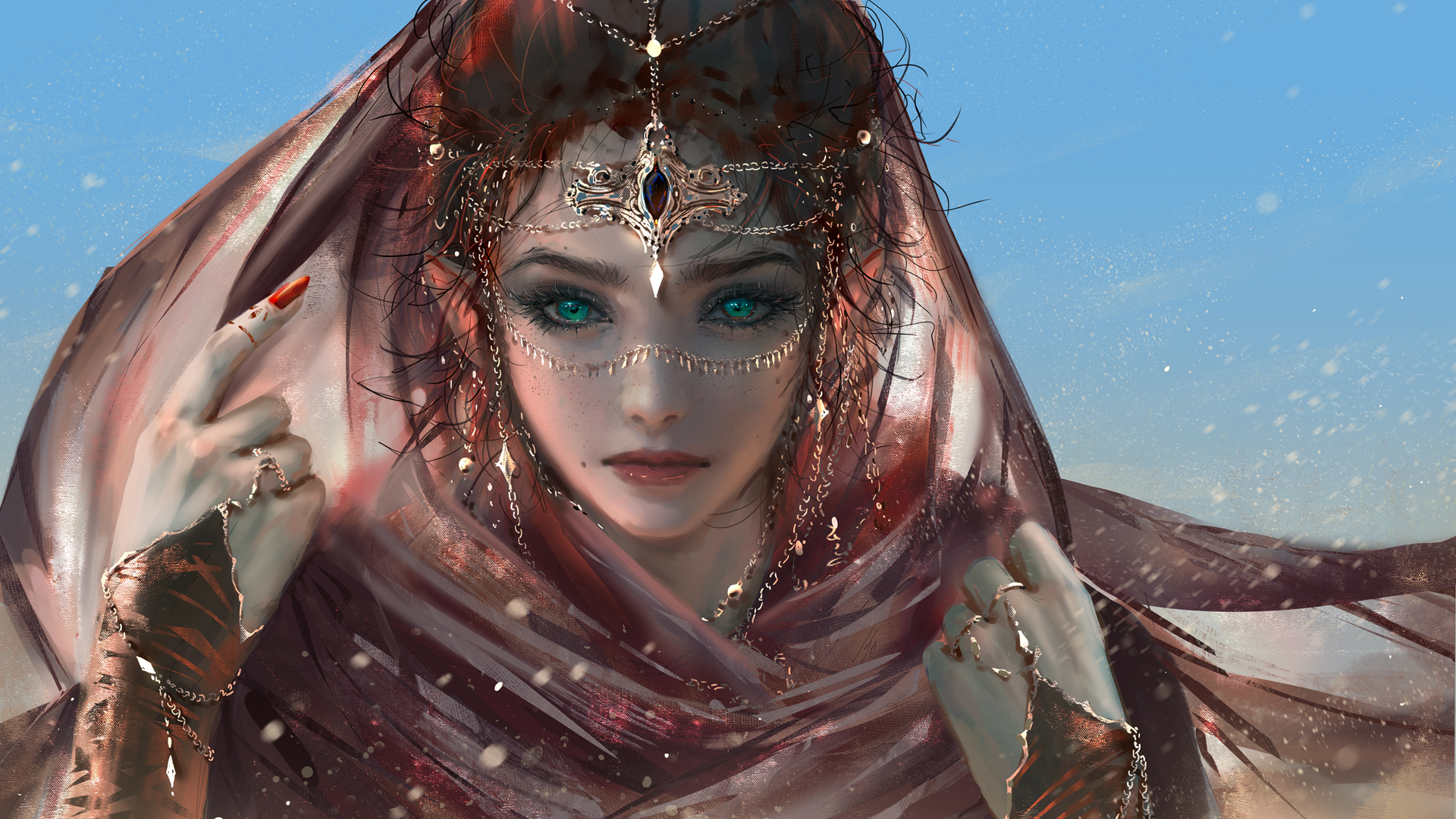 西域风格手绘厚涂动漫美女 高清电脑壁纸来啦