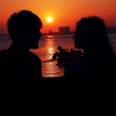 14张超有氛围感的真人夕阳情侣头像