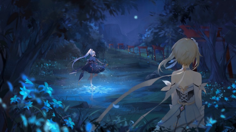 原神神里绫华夜间跳舞的绝美壁纸来了