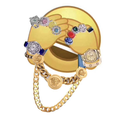 捂脸emoji配金表金链？这套炫富表情包太真实了