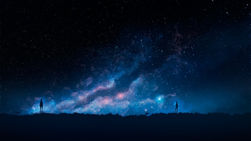 星空云下的动漫情侣壁纸 多款高清尺寸可选