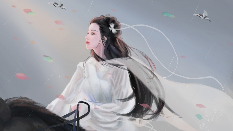 巴图BaTu古风白衣骑马少女 超美动漫壁纸合集