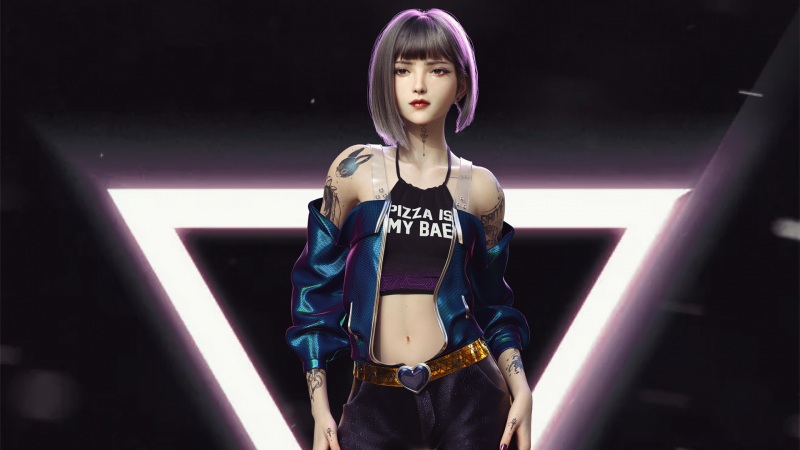 个性短发带纹身露脐时尚装美女高清壁纸来了