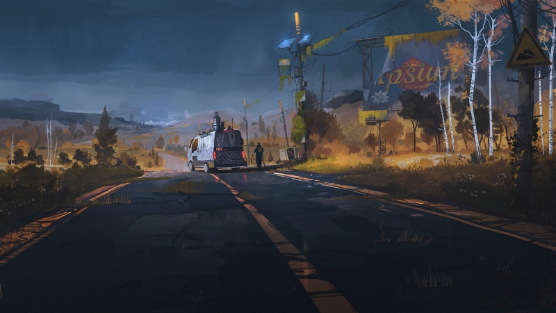 赛博朋克风公路汽车夜景电脑壁纸分享