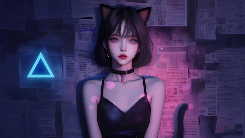 兽耳短发猫耳娘！这款动漫壁纸刚好适配你的电脑屏幕