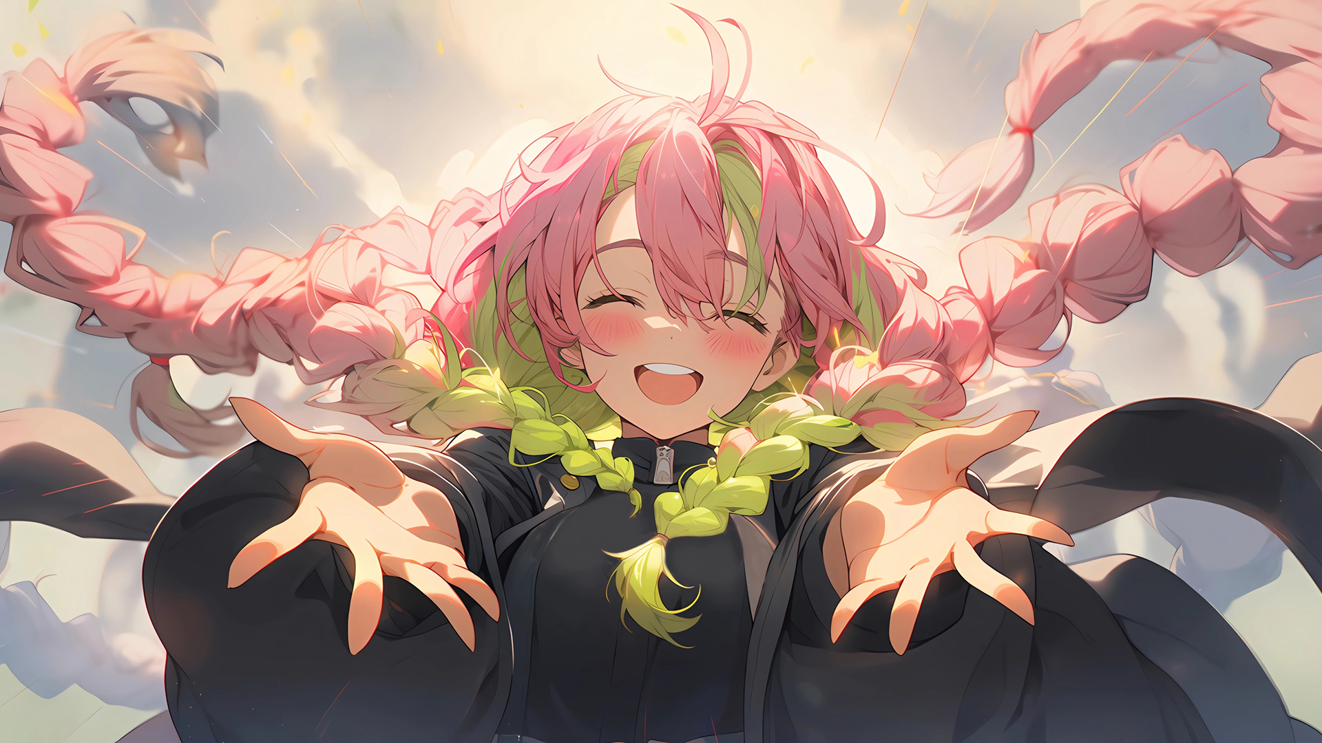 粉色双马尾可爱少女伸手动态壁纸 多款高清尺寸可选