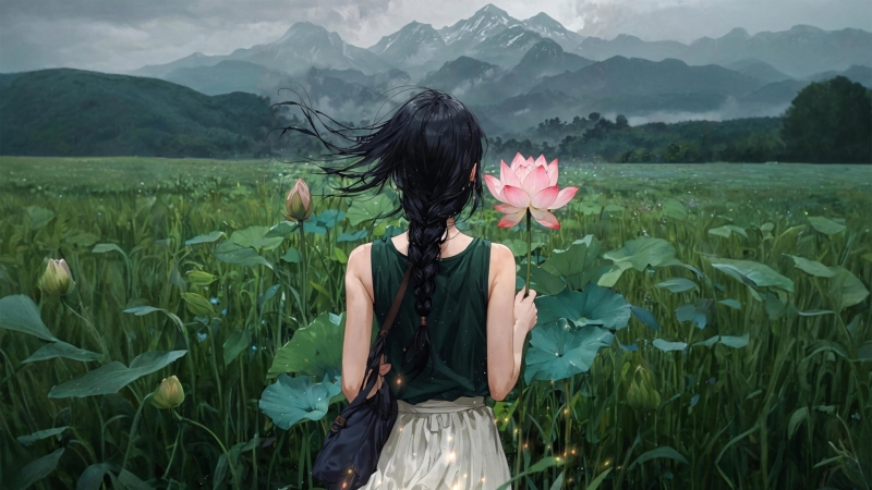 莲心山色高清动漫壁纸 多尺寸可选