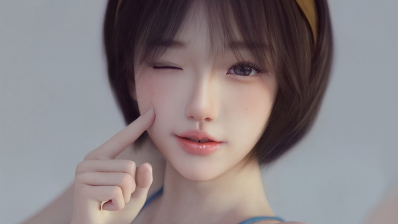 超可爱3D短发动漫女孩 适配多尺寸桌面壁纸分享