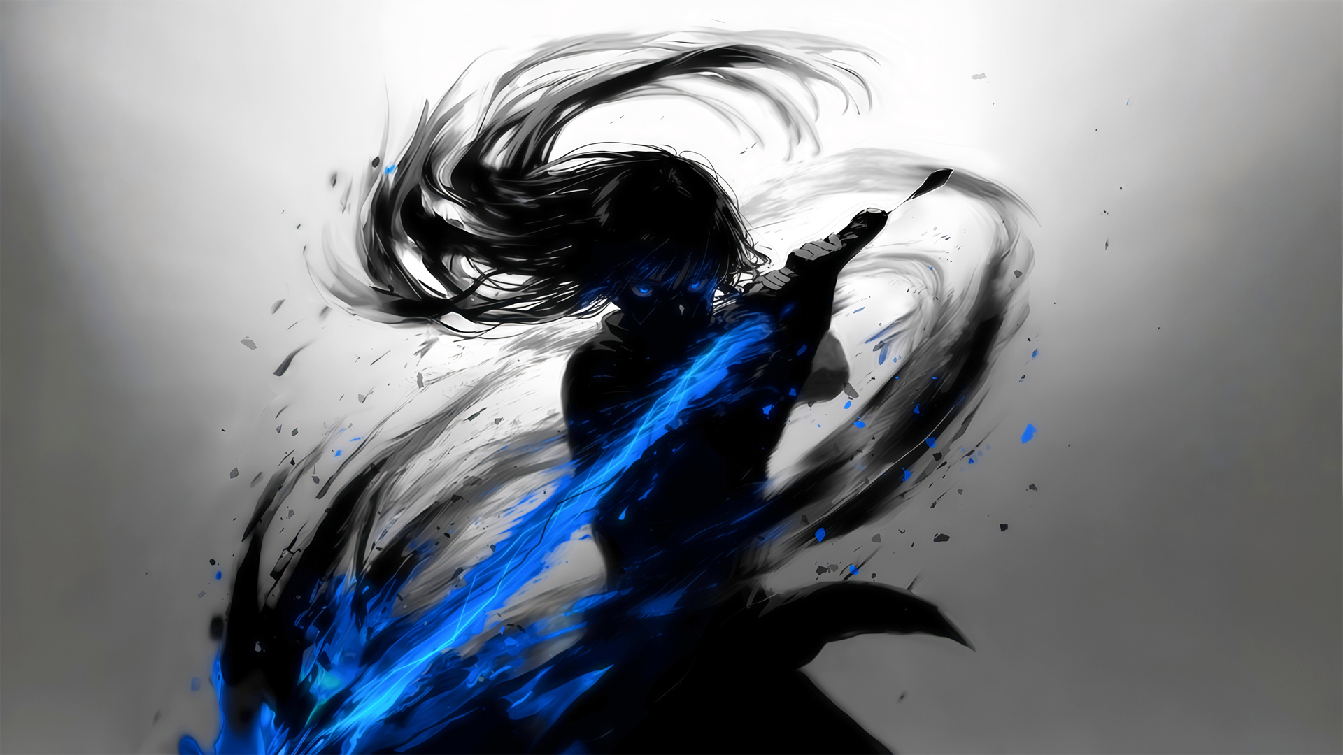 水墨剑客配蓝剑！这套武侠风电脑壁纸太戳人了