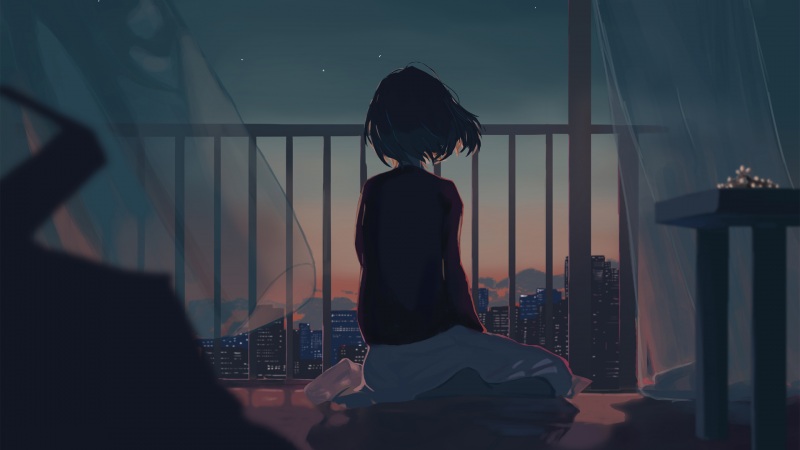 女生城市夜景动漫壁纸推荐 多款高清分辨率可选