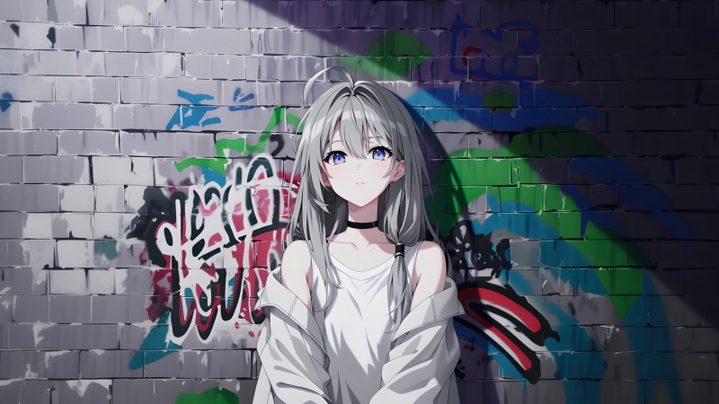 伊蕾娜涂鸦墙动漫电脑壁纸 高清版直接下