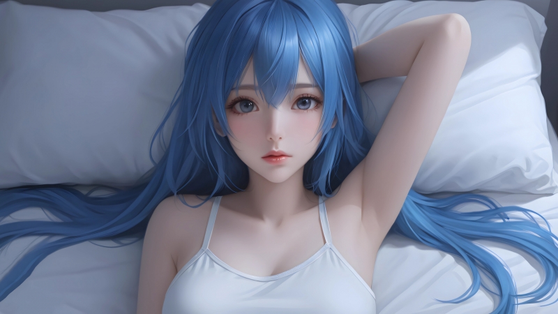 卡通蓝发女孩高清动漫壁纸来啦