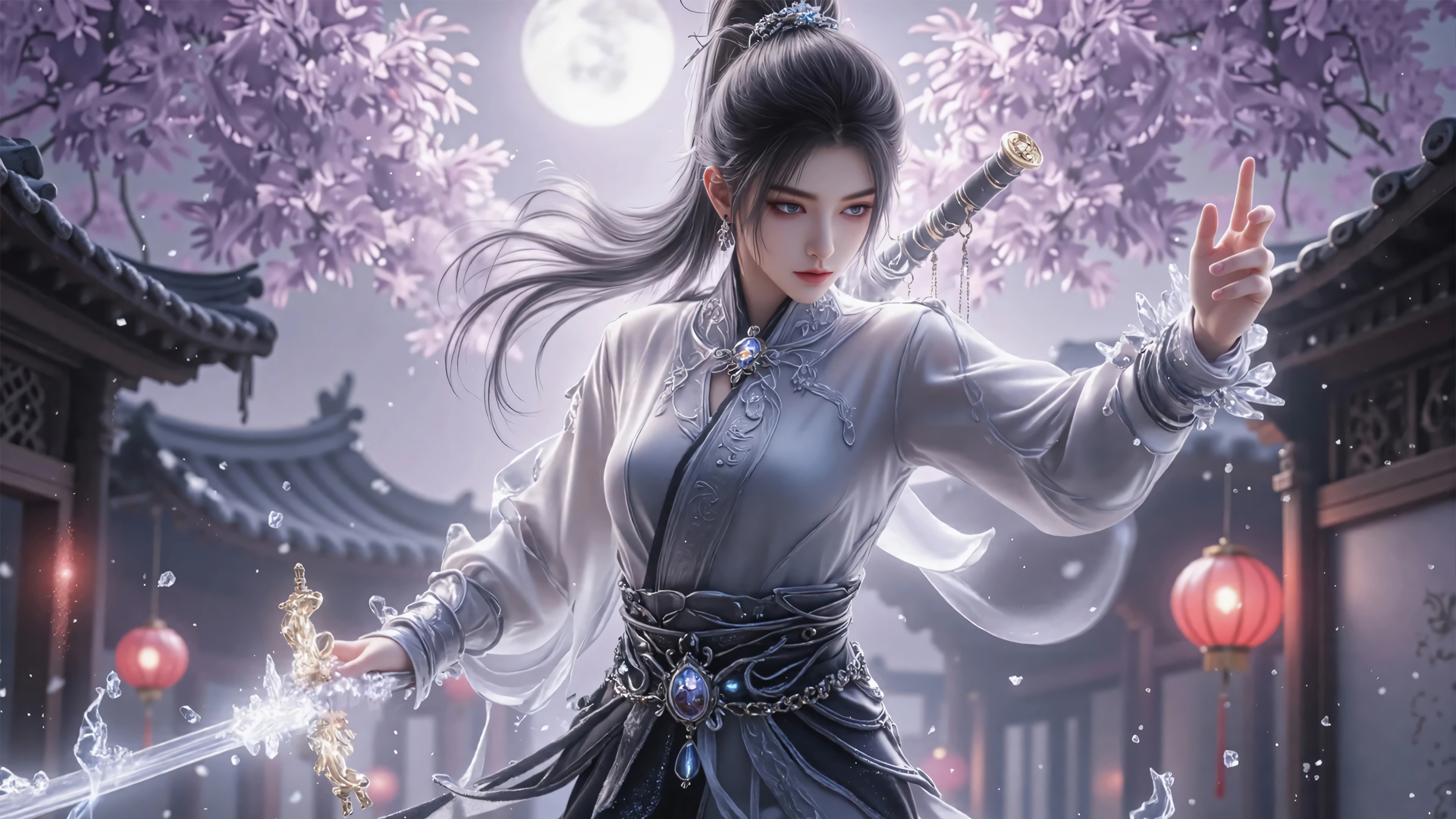 剑来月光下的宁姚！这款绝美电脑壁纸太戳人了