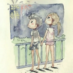 36张超清插画风情侣头像 一人一张配套情头
