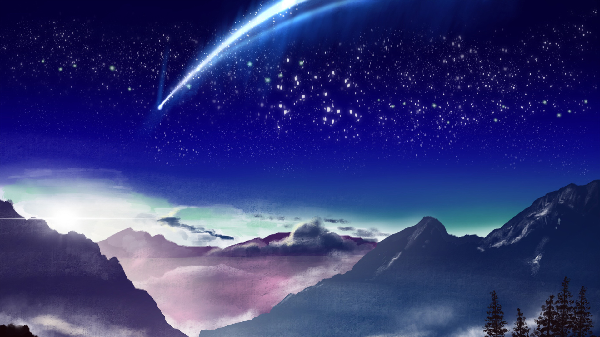 《你的名字》流星风景高清动漫壁纸合集