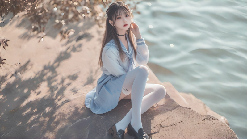 河边女孩高清动漫壁纸推荐