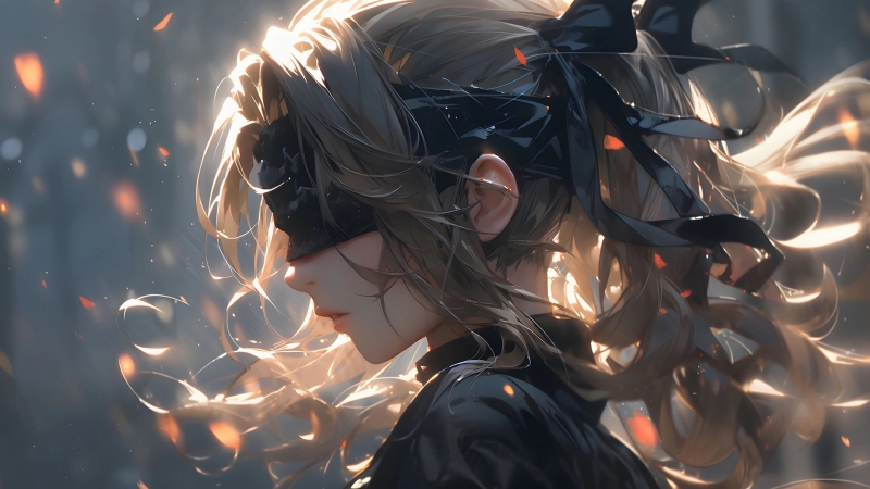 蒙眼黑衣侧脸少女动漫壁纸 高清资源合集