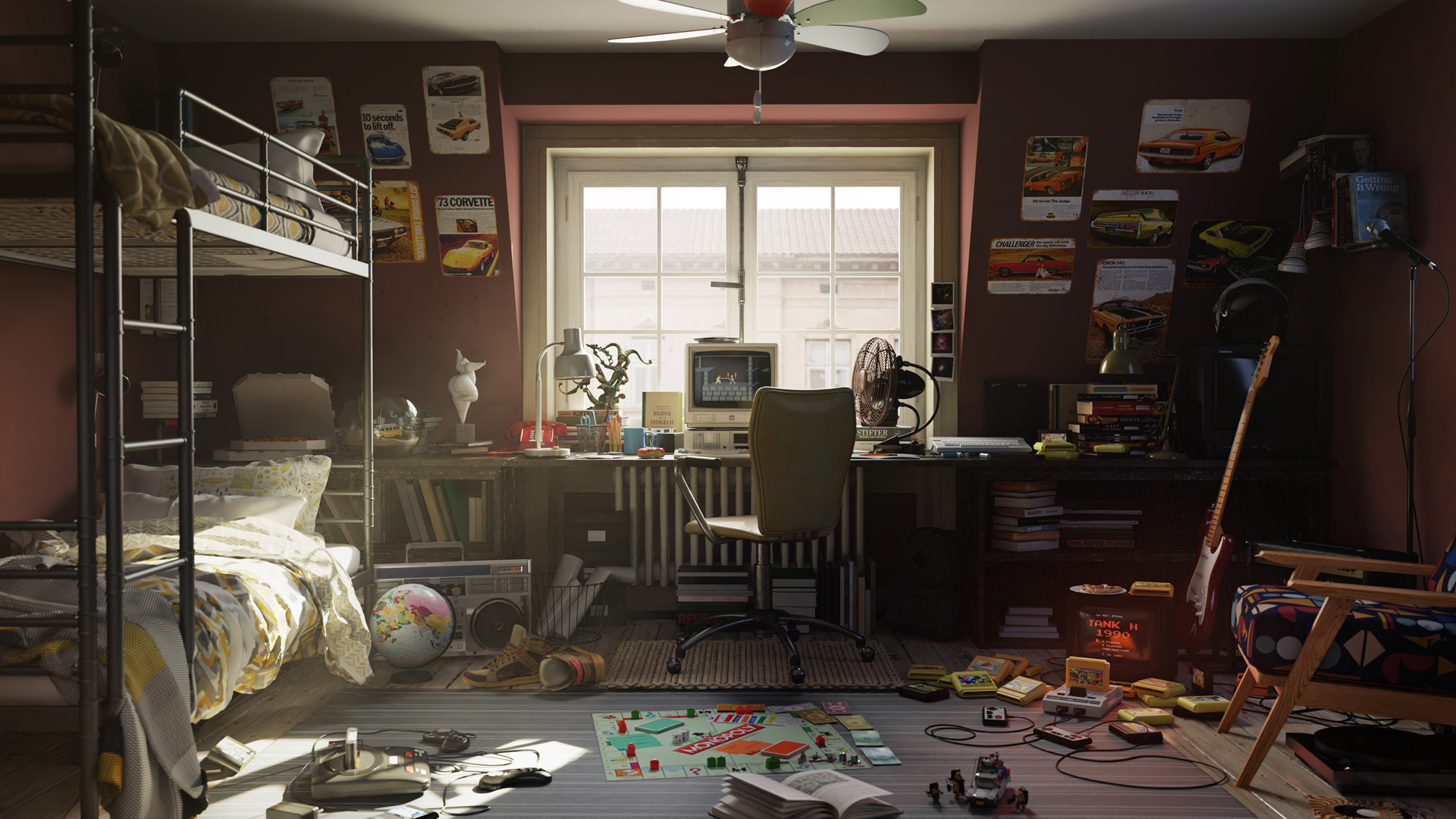 白天3D房间主题 电脑2K高清动漫壁纸分享