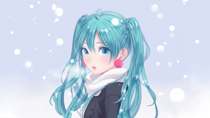 冬天雪花初音未来2K高清动漫壁纸来啦