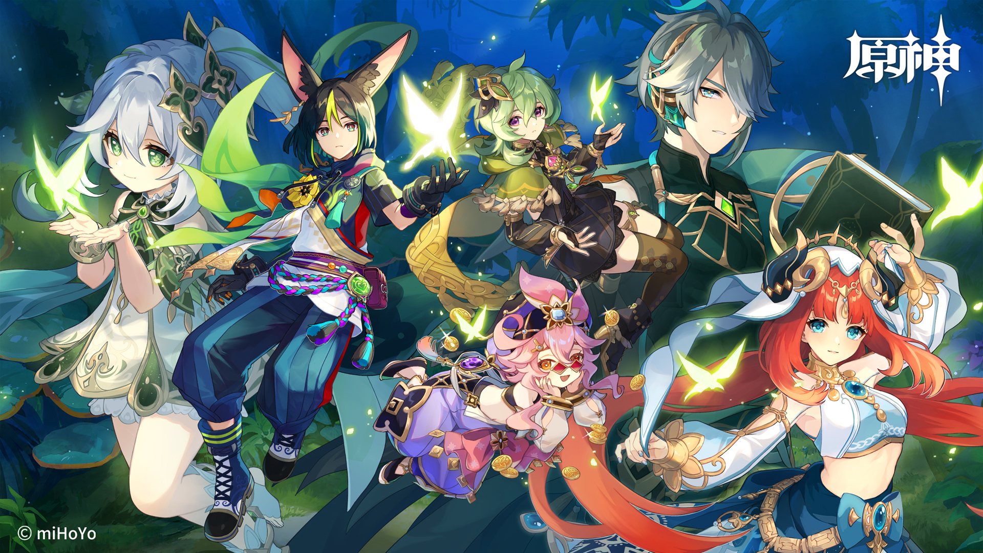 原神六人组官方高清壁纸 多尺寸可选