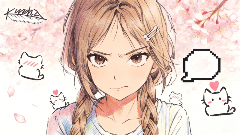 彩铅手绘动漫女孩电脑桌面壁纸分享