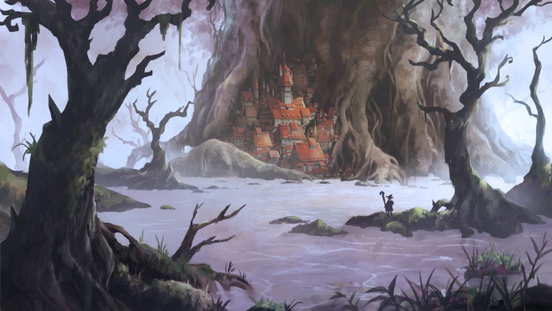 自然森林河川城堡风格的高清动漫壁纸推荐