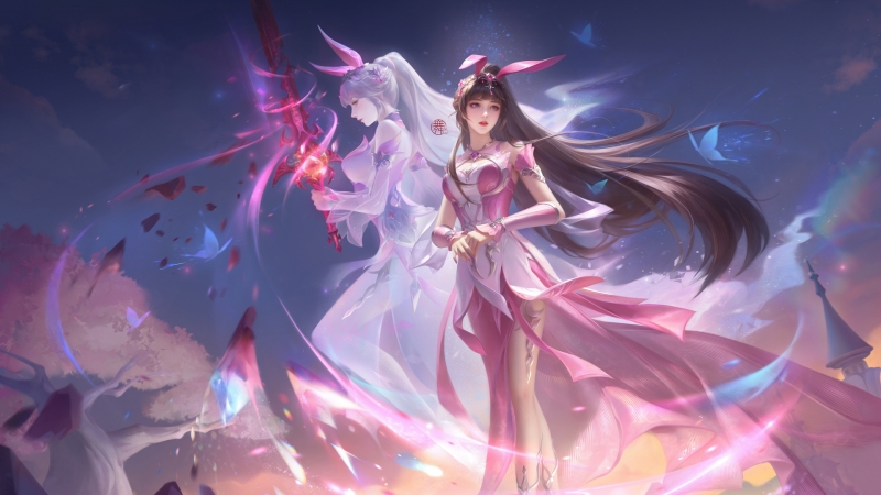 长发粉裙小舞绝美动漫壁纸 高清多尺寸可选