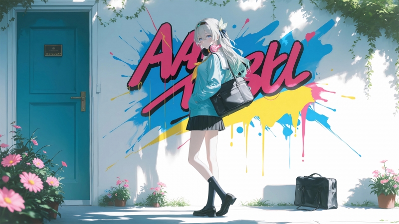 流萤主题街头涂鸦风电脑动漫壁纸上新啦