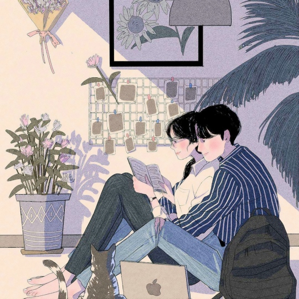 9张超治愈情侣日常插画头像 高清又暖心