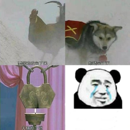 等鸡吃完米狗舔完面火烧断锁？这套表情包火了