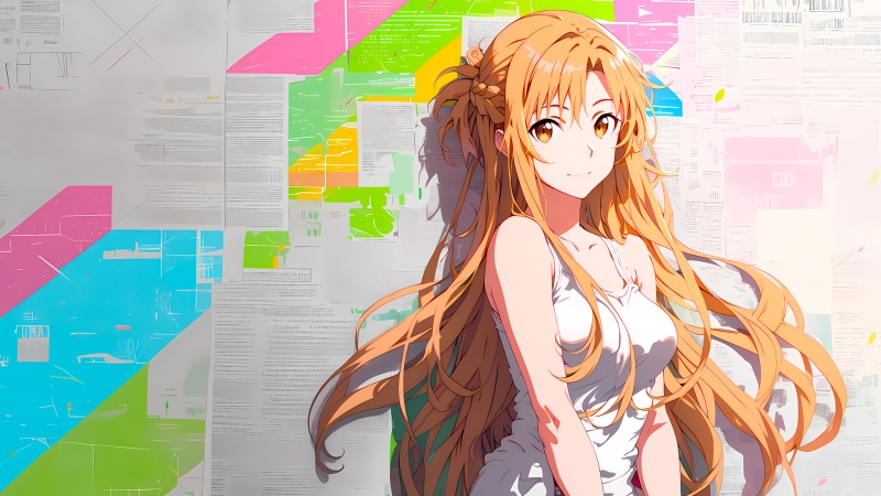 亚丝娜报纸墙可爱少女动漫壁纸 多款高清尺寸任你选