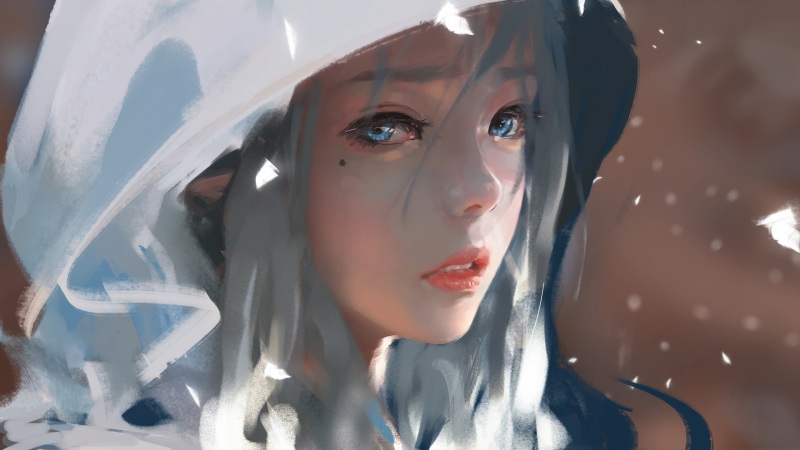 女生戴帽厚涂风动漫壁纸_高清多尺寸动漫壁纸下载