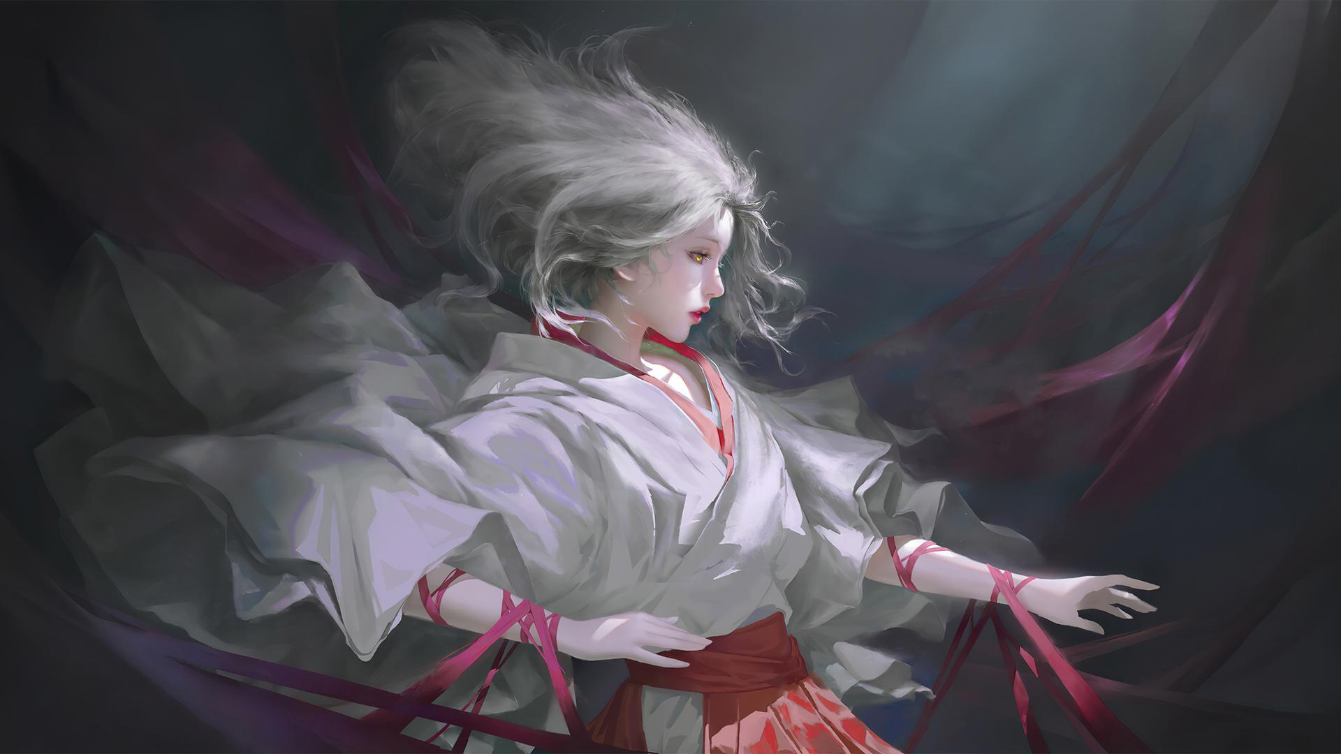 白发古风动漫少女！超美电脑桌面壁纸分享